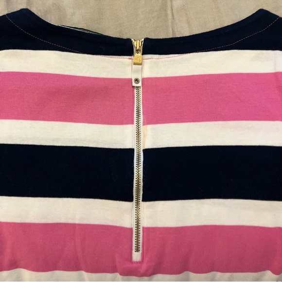 3/$19 Lauren Ralph Lauren Polo striped 3/4 sleeve zip back top - Picture 10 of 14